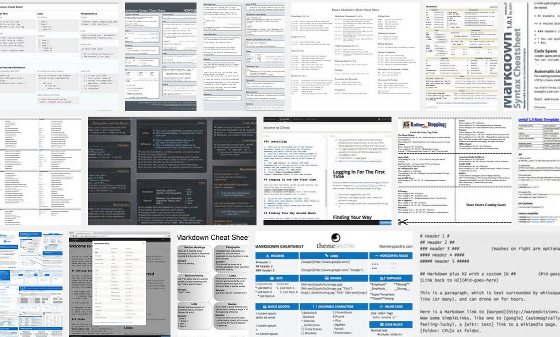 A panoply of Markdown cheat sheets